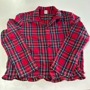 Girls Red Plaid Button-Up Shirt